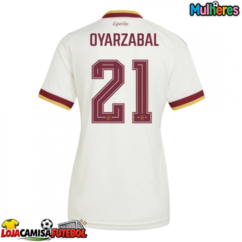 Camisa de Futebol Espanha Mikel Oyarzabal #21 Equipamento Secundário Mulheres Mundo 2026 Manga Curta